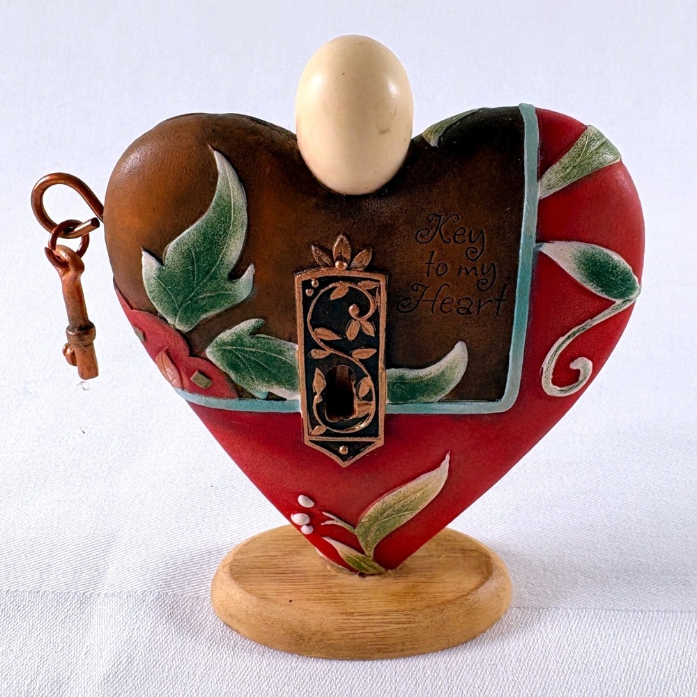 Enesco Take Heart Karen Hahn Red Key to my Heart 2007 Floral Resin Figurine